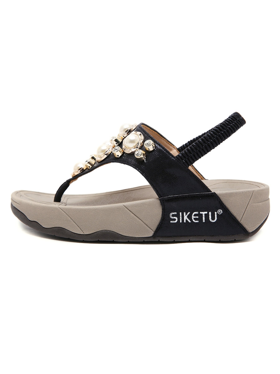 SIKETU | PEARL-ACCENT BLACK METALLIC SLINGBACK