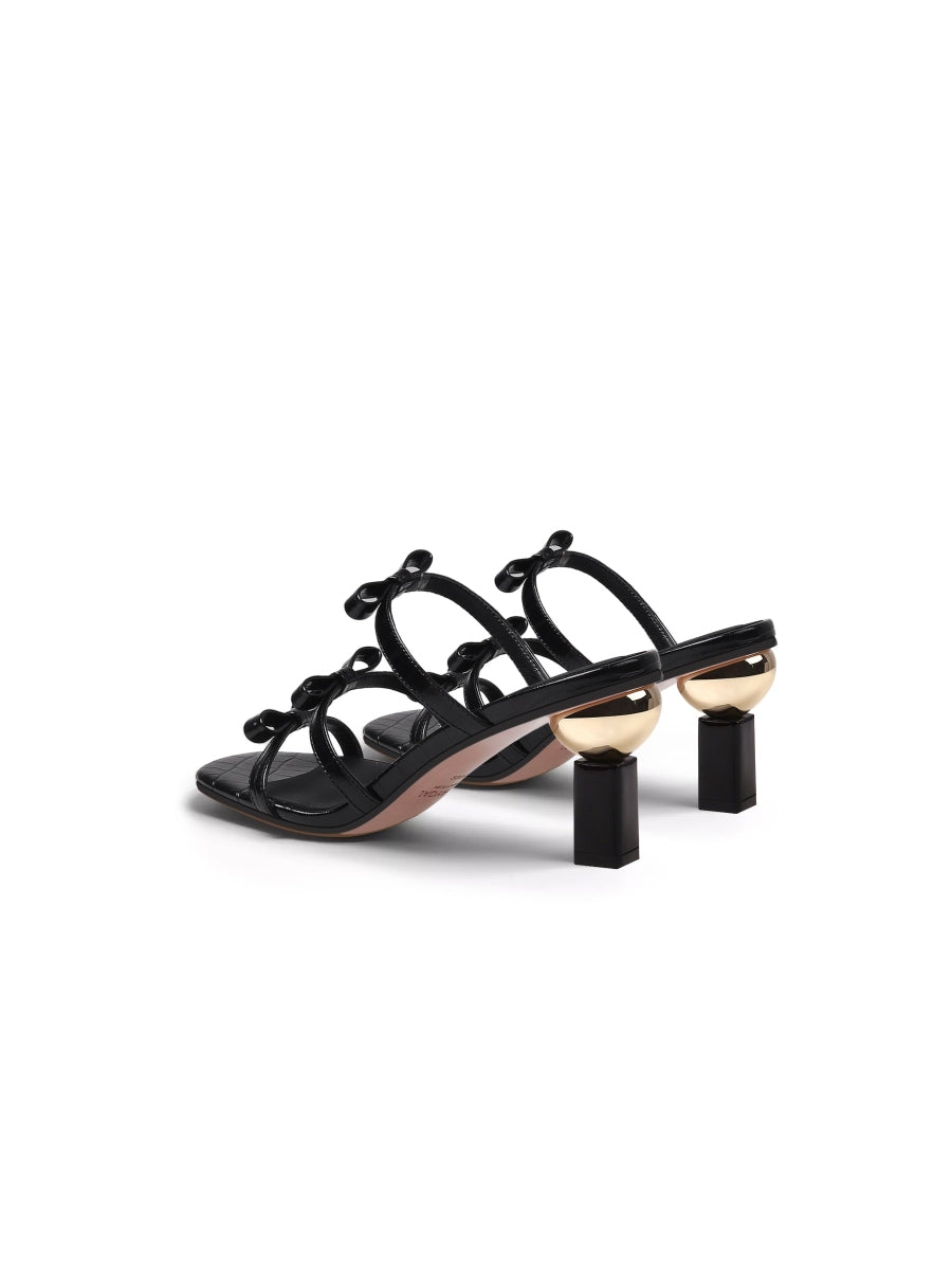 JadyRose | Isora Triple Bow Strap Heel Pump - Black