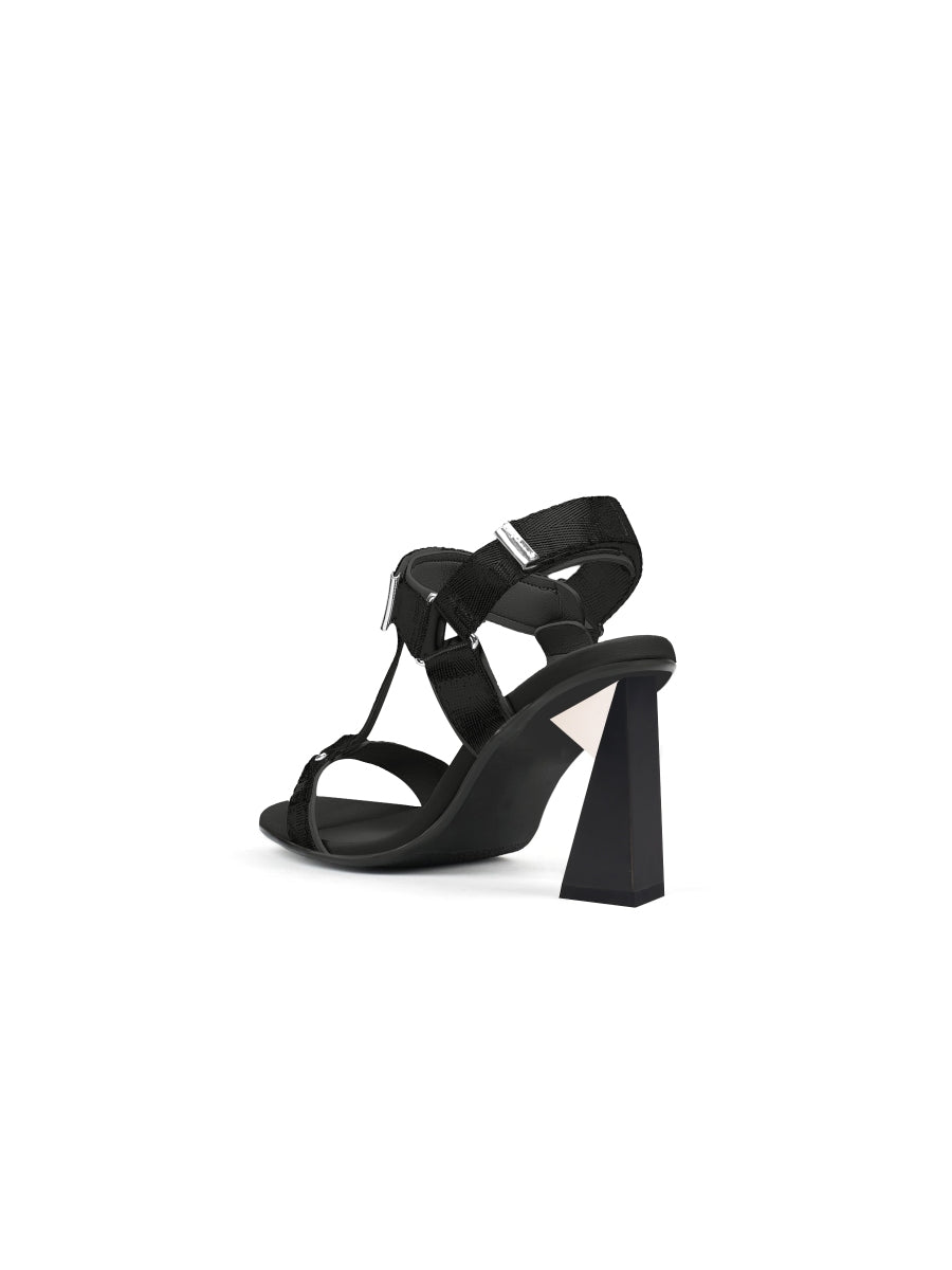 JadyRose | Matador Block HighHeel Open Toe Black Gladiator Sandals