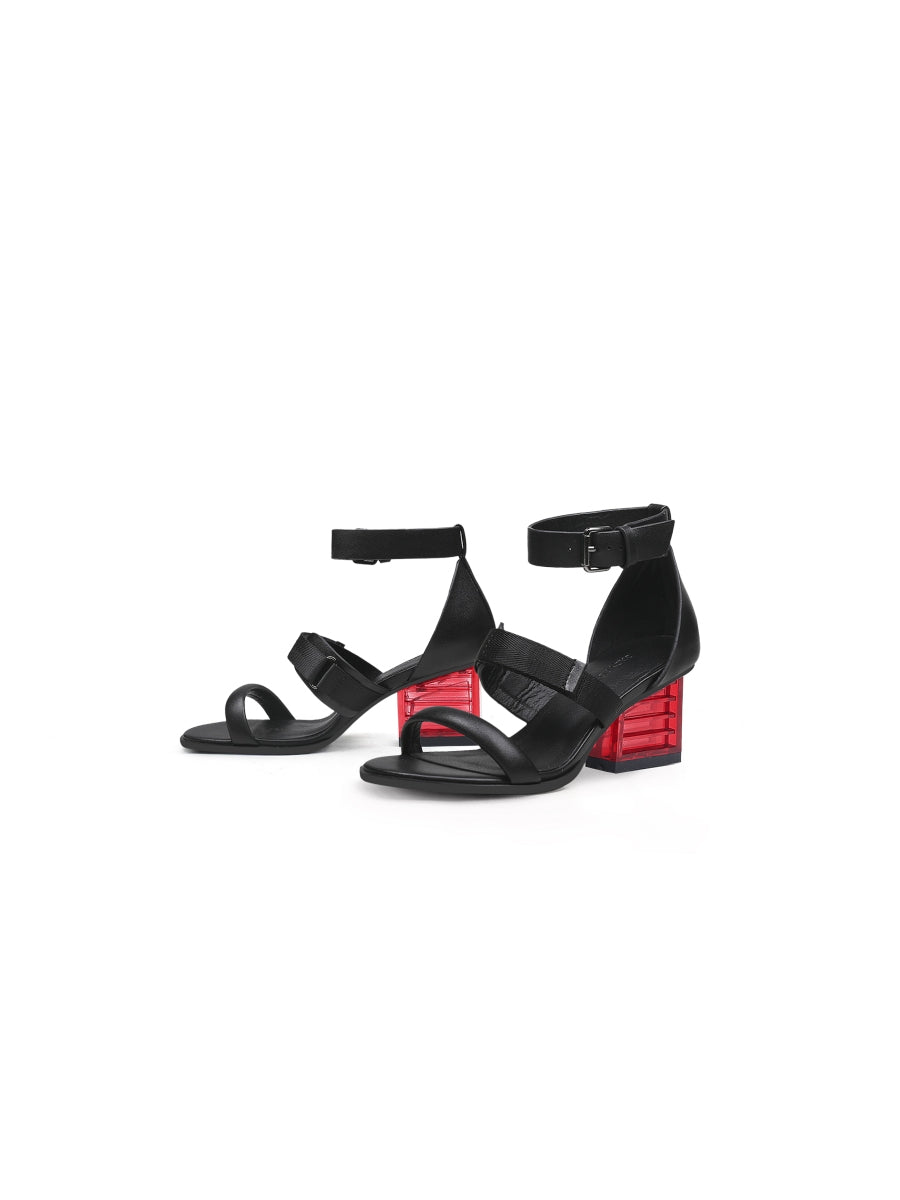 JADYROSE | BLACK ANKLE STRAP NEON SIGN HEEL