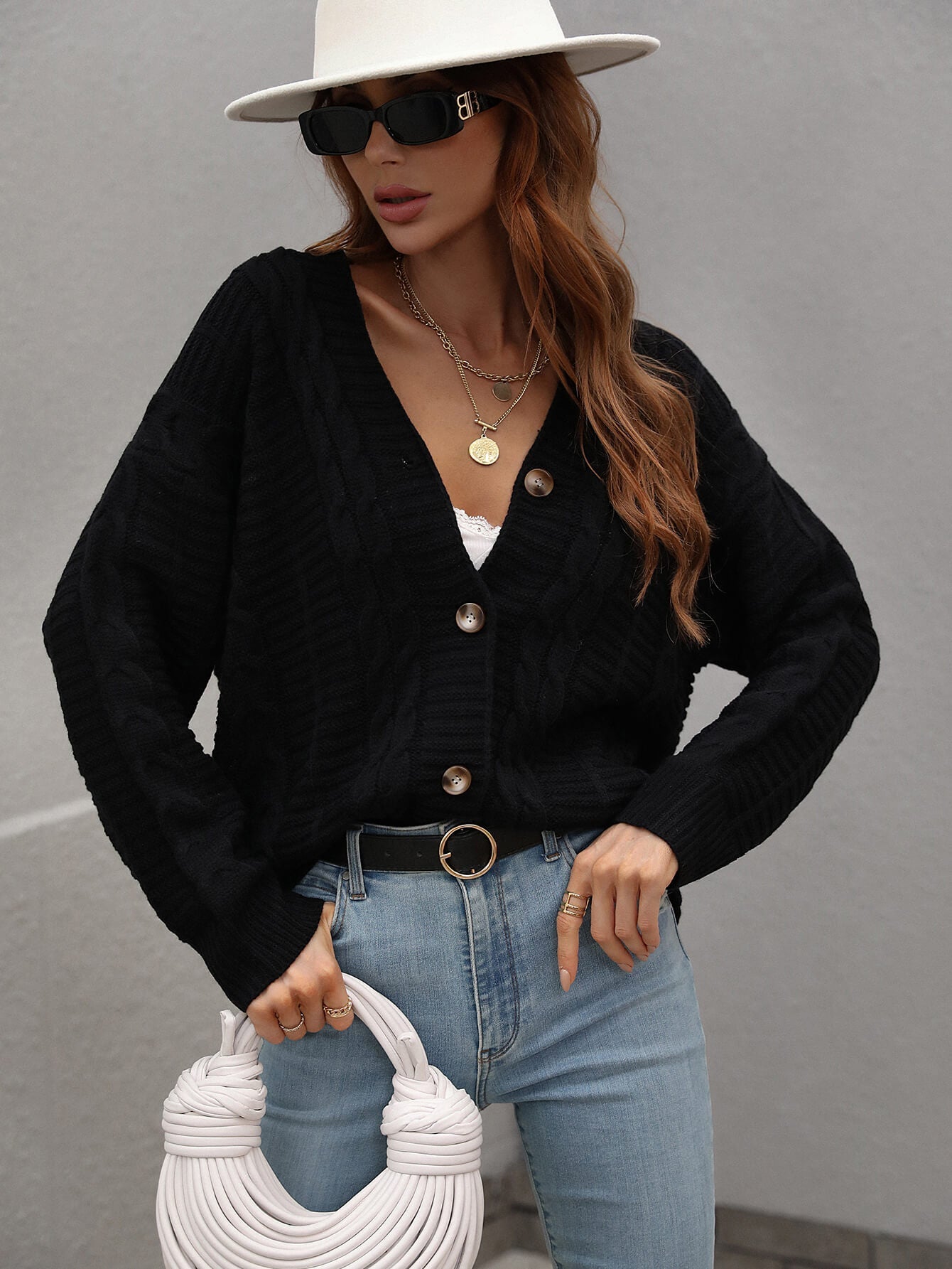 RACHAEL KNIT CARDIGAN - BLACK