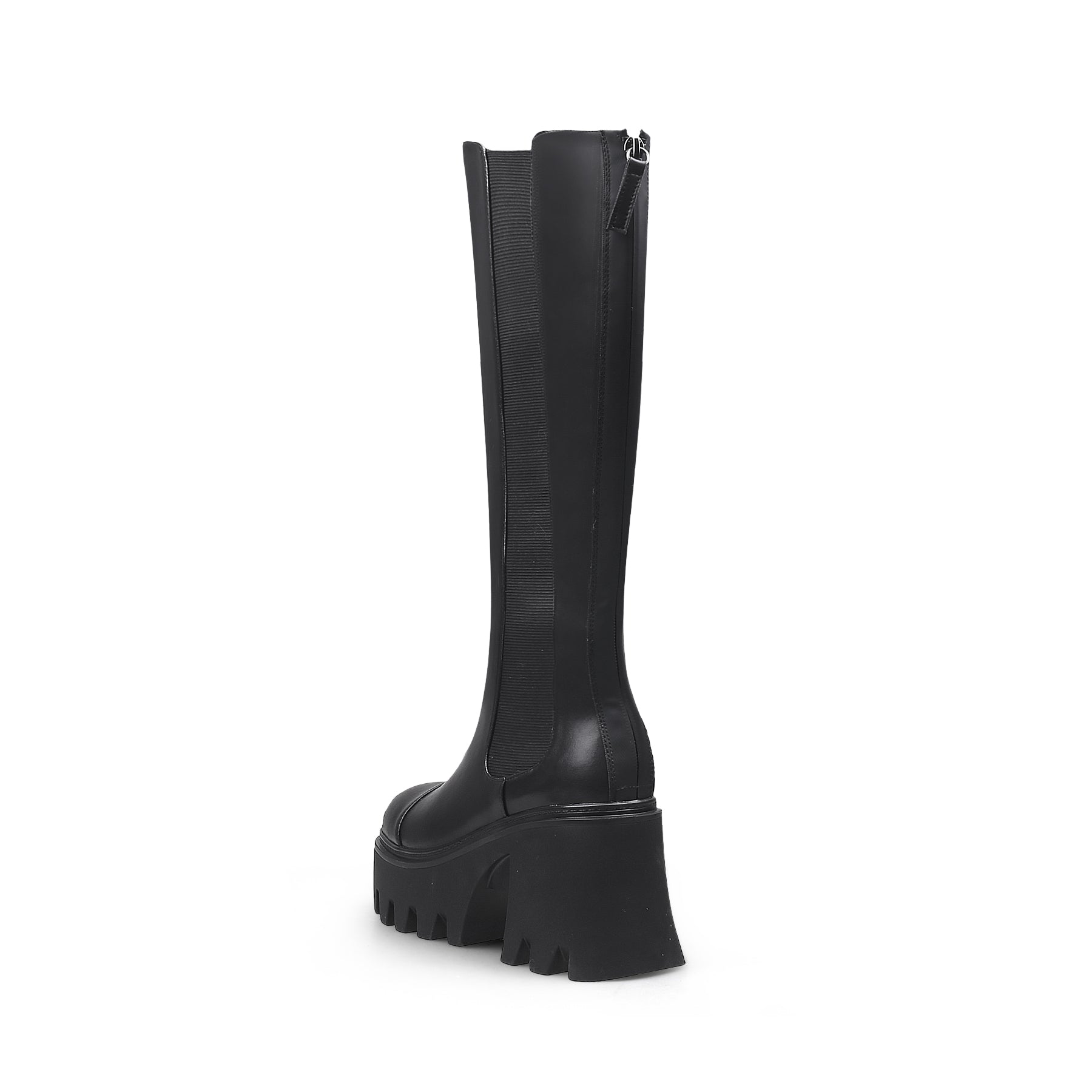 JADY ROSE | CHUNKY HEEL KNEE HIGH LEATHER BOOT - BLACK