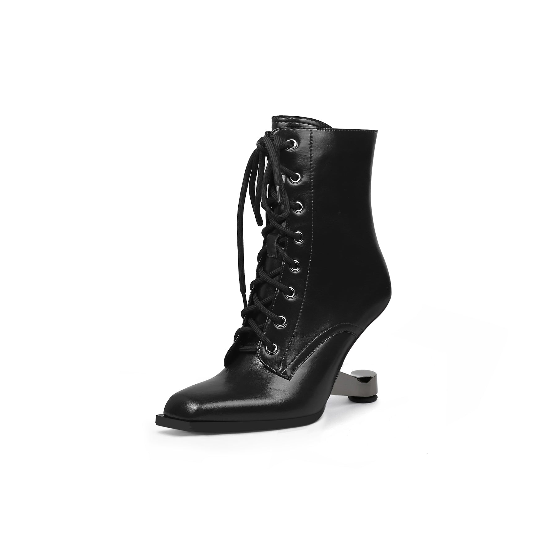 JADY ROSE | ELEVATOR HEEL LEATHER BOOTIE BLACK