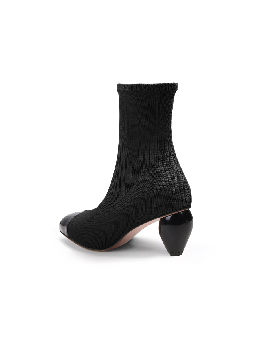 JadyRose | Mid-Heel Stretch Upper Sock Boot - Black