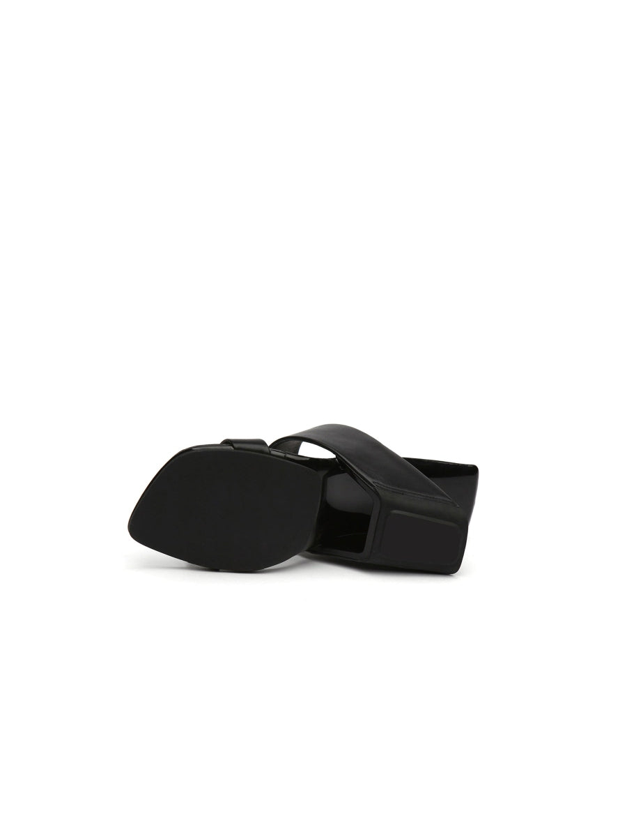 JadyRose | Signature Open-Heel Leather Slide Sandal - Black