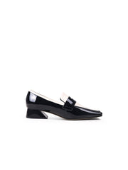 JadyRose | Genuine Leather Block Color Elegant Princess Kate Loafers - Black