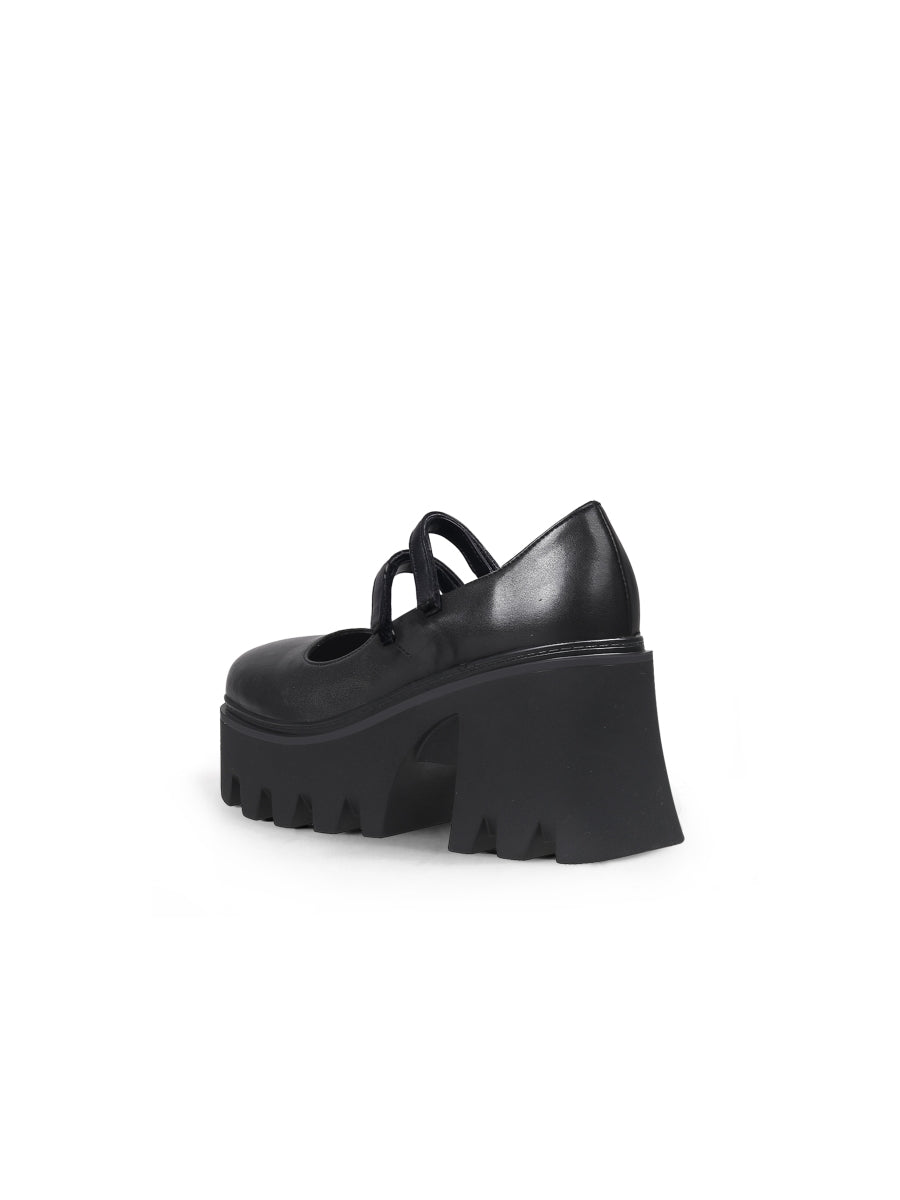 JadyRose | FILO Chunky Heel Black Leather Mary Jane