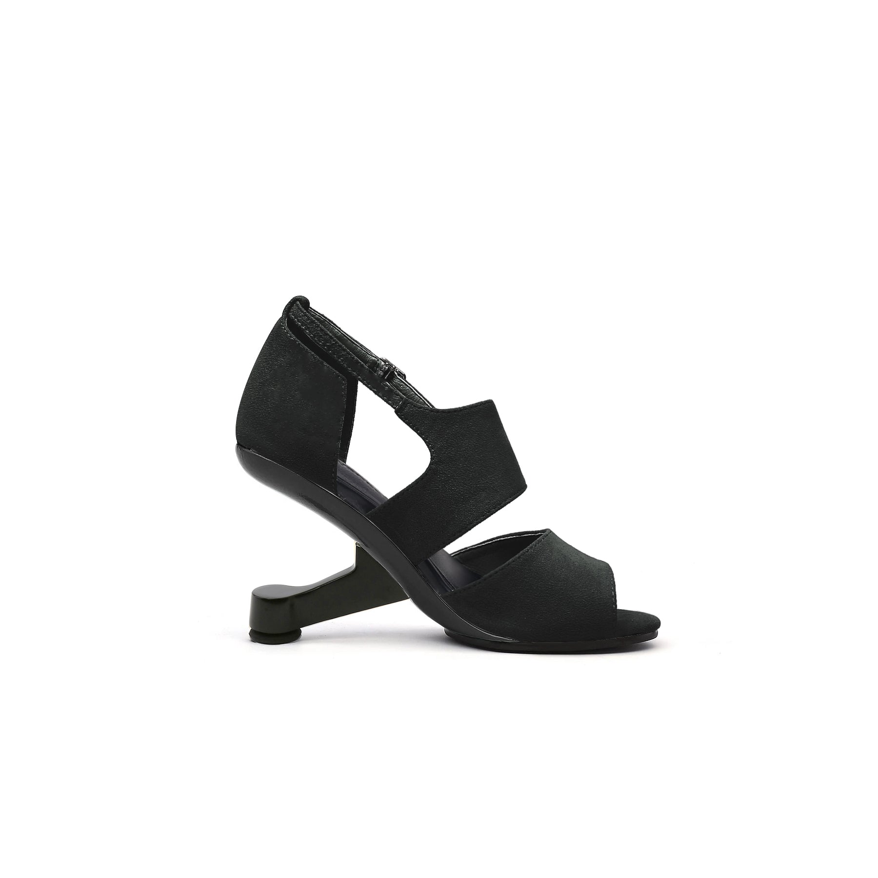 JADYROSE | ELEVATOR HEEL PEEP TOE SANDAL BLACK