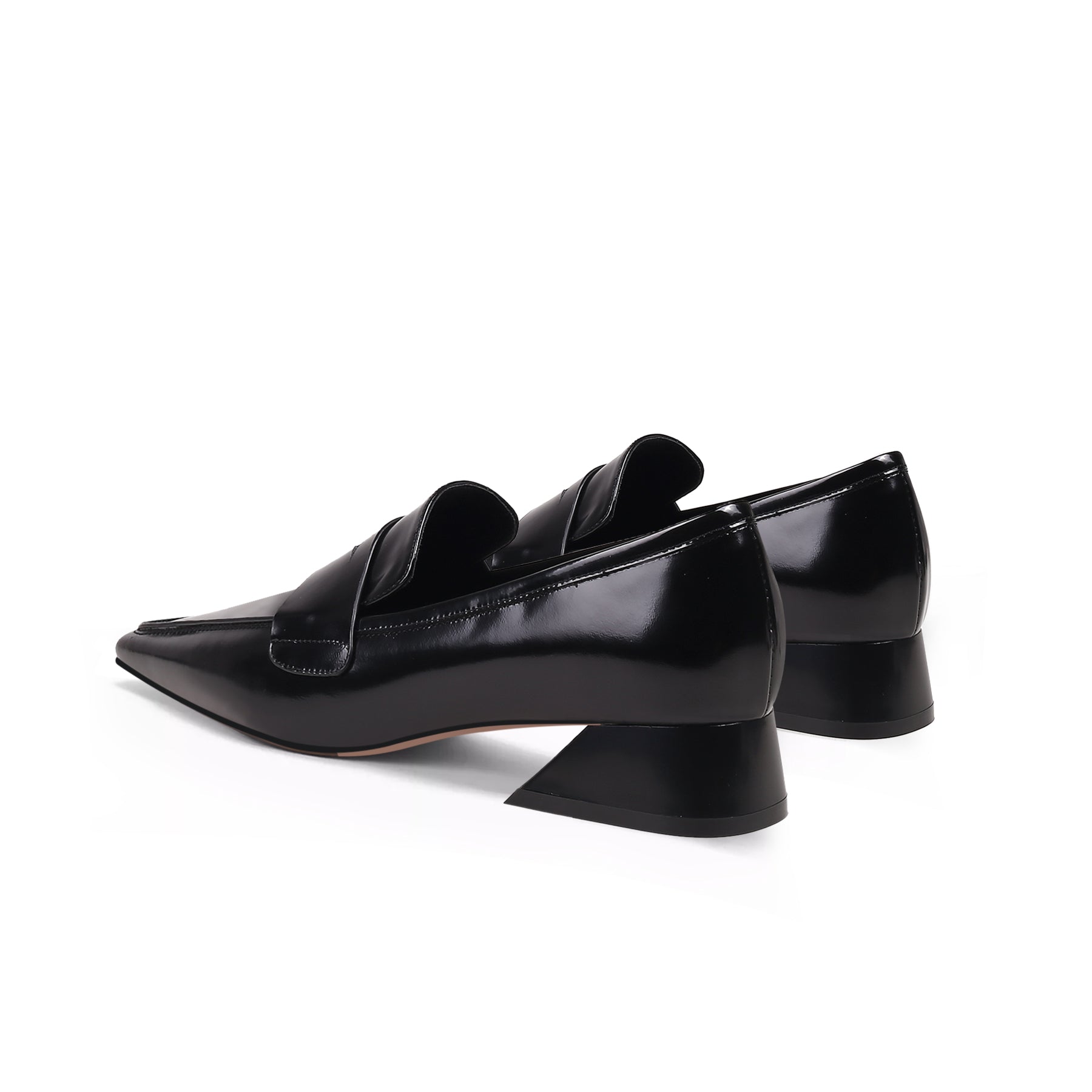 JadyRose | Trapezoid Block Heel Princess Kate Leather Loafer