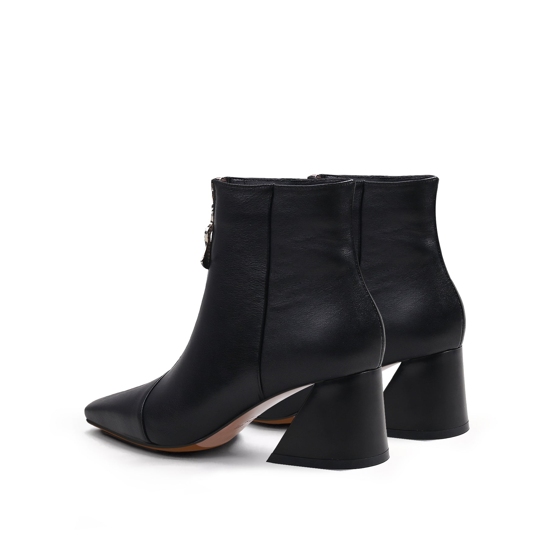 JADY ROSE | BLOCK HEEL LEATHER ANKLE BOOT - BLACK