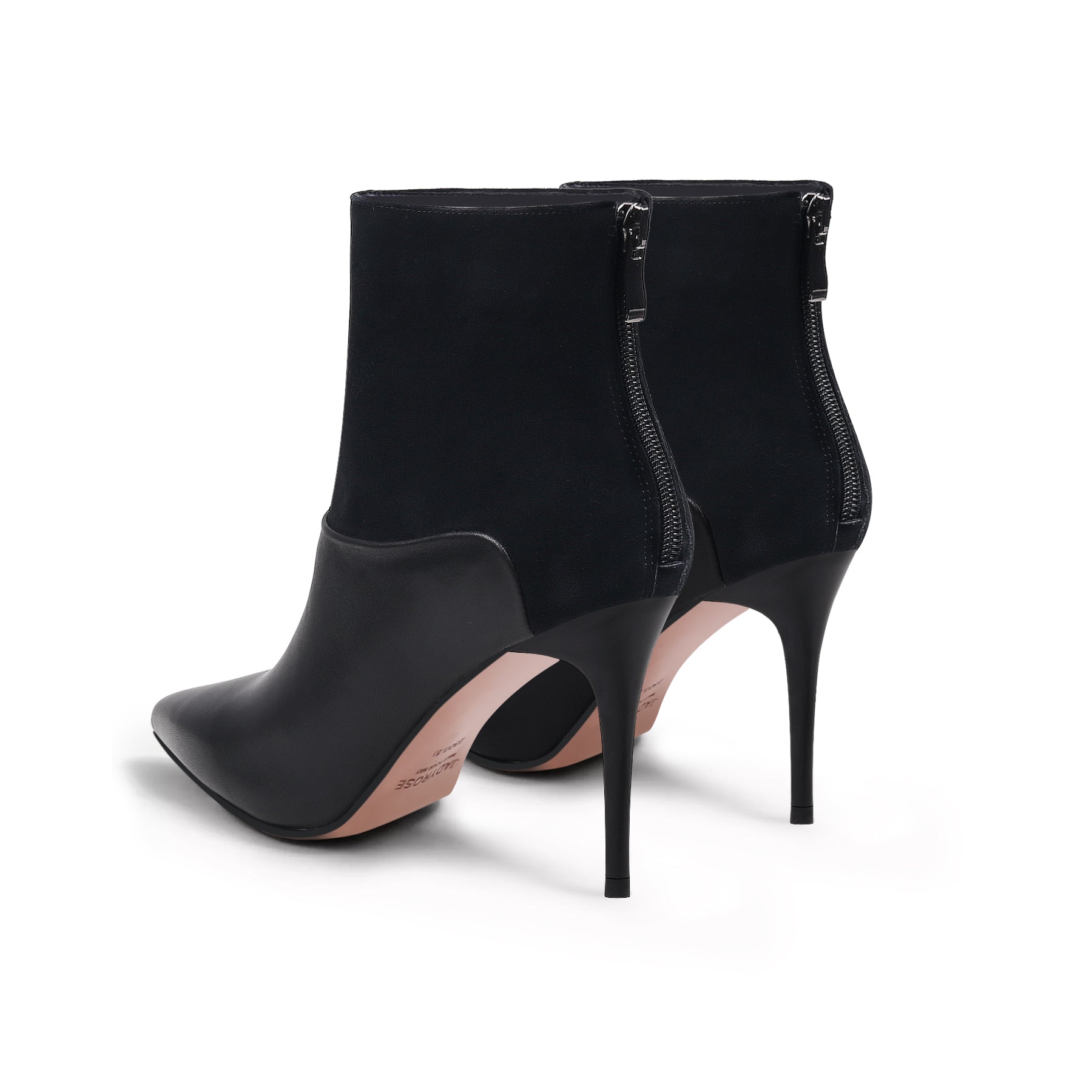 JADY ROSE | SUEDE SHAFT LEATHER STILETTO BOOTIE - BLACK