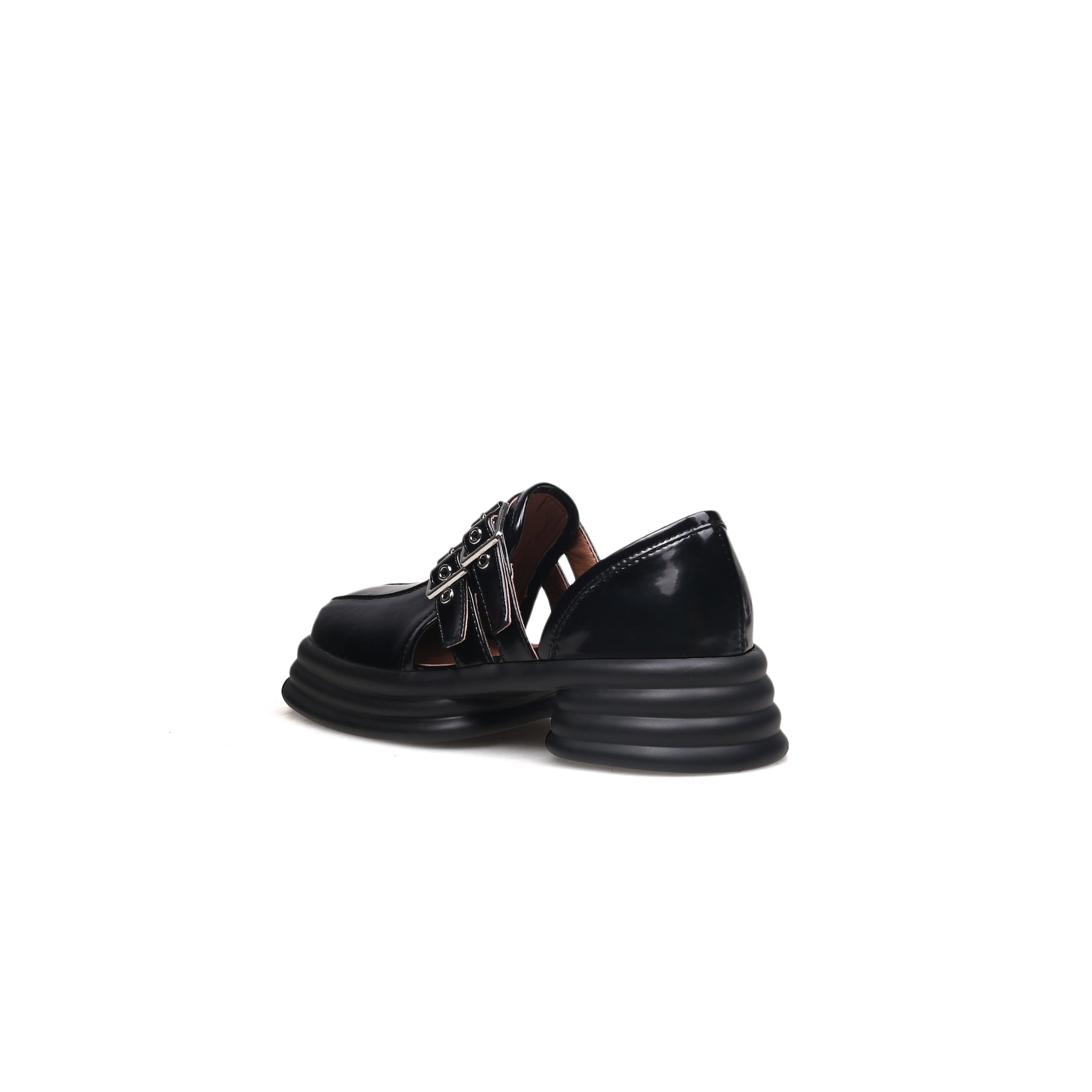 JADYROSE | GLOSSY LEATHER CUT-OUT LOAFER BLACK