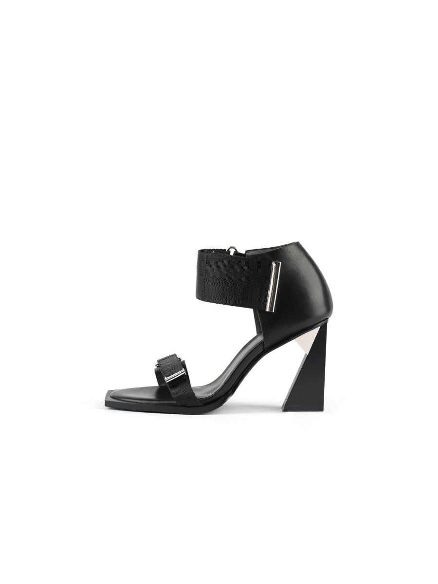 JadyRose | ALIDIA Black Leather Heel Sandal