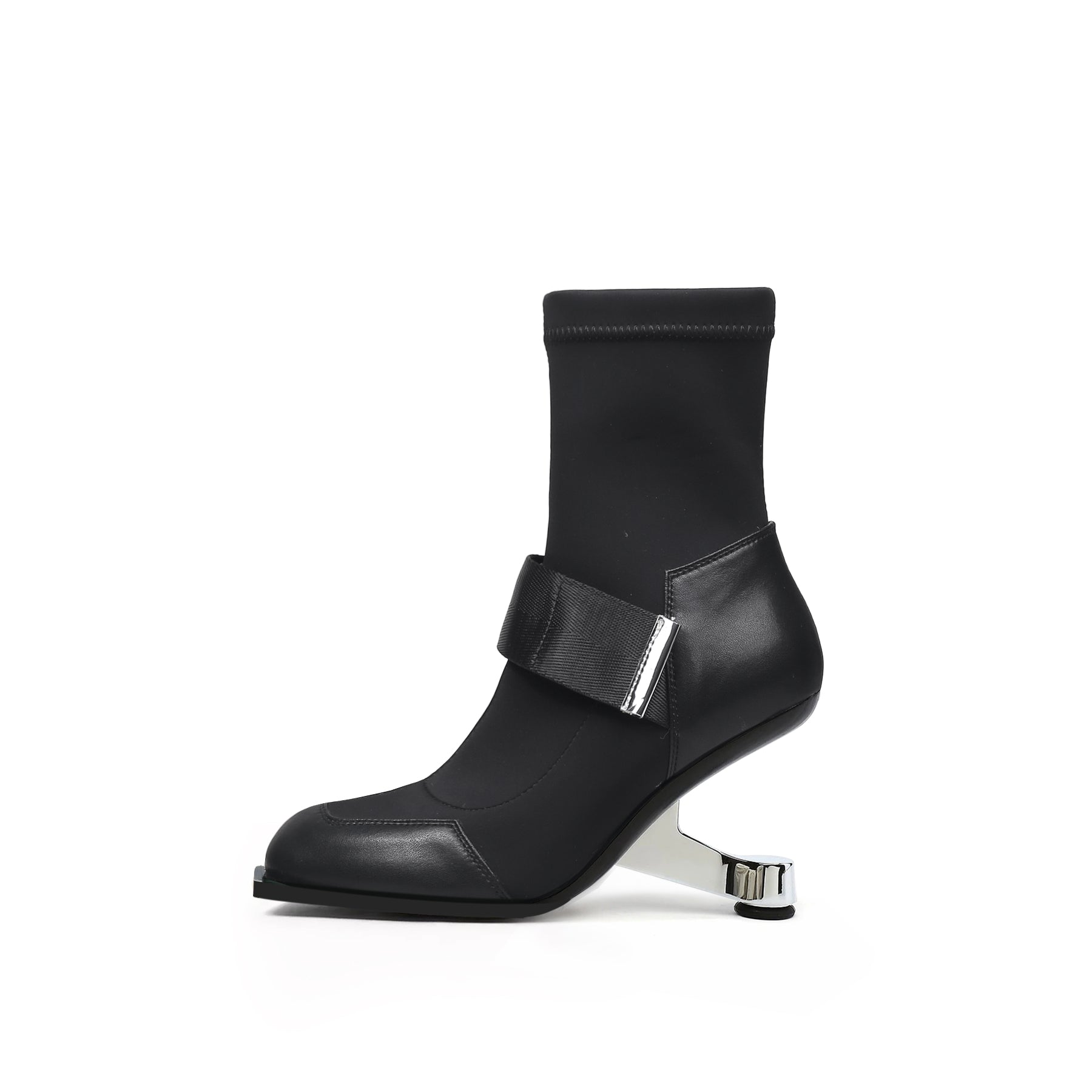 JADY ROSE | ELEVATOR HEEL STRETCH UPPER SOCK BOOT- BLACK