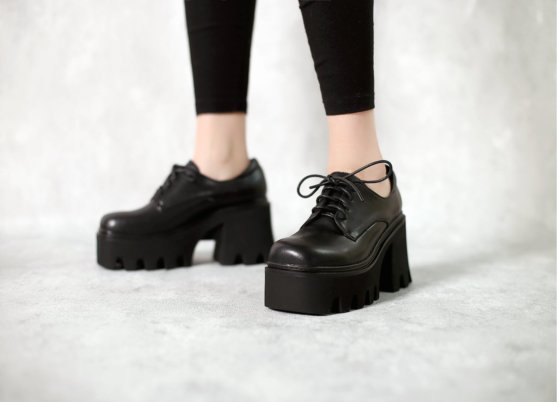 JadyRose | Freesia Lace-Up Chunky Heel Platform Leather Oxford