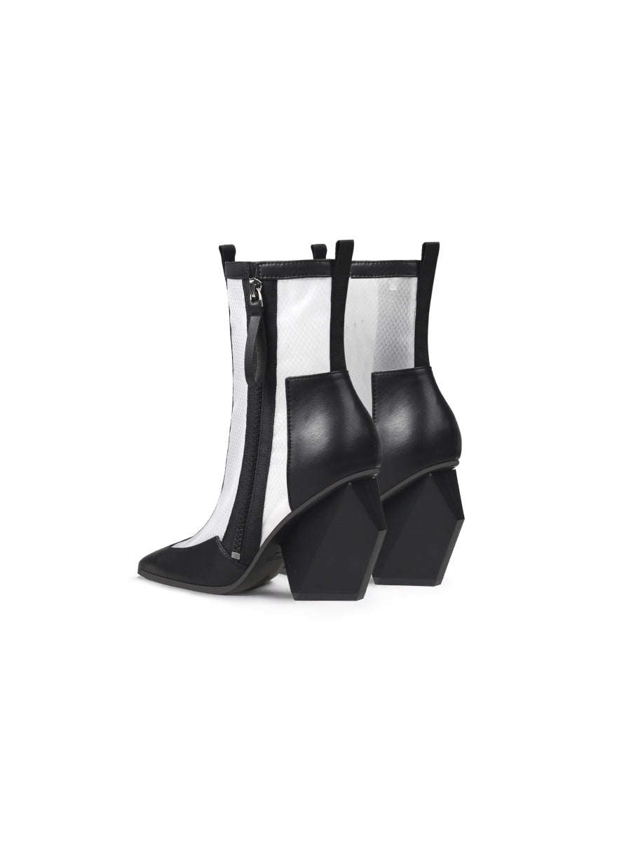 JadyRose | Geometry Block Heel Summer Boots - Black