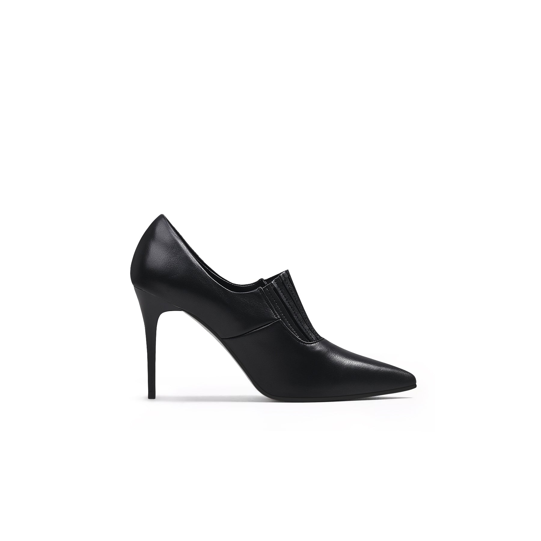 JADY ROSE | LEATHER STILETTO HEEL PUMP - BLACK