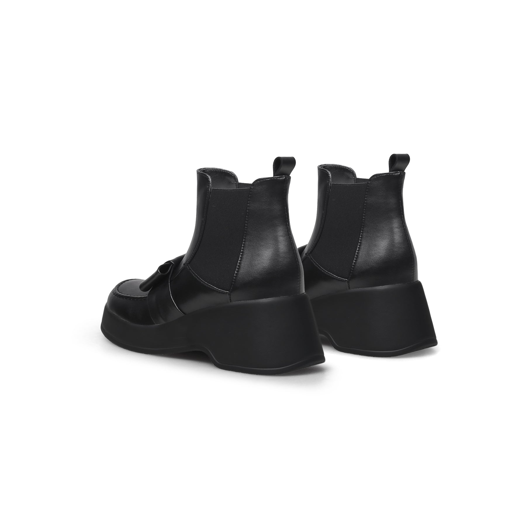 JADY ROSE | BLACK LEATHER TIE BOW CHELSEA BOOT