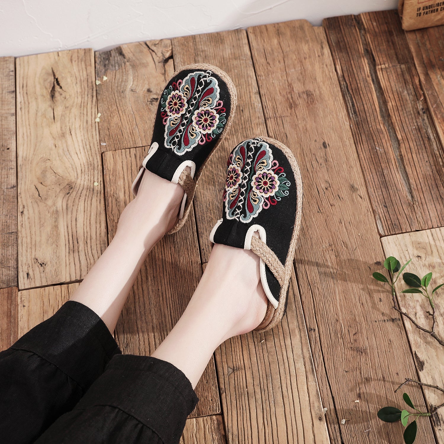 Cactus Rose | Abstract Embroidered Mules Slides Clogs