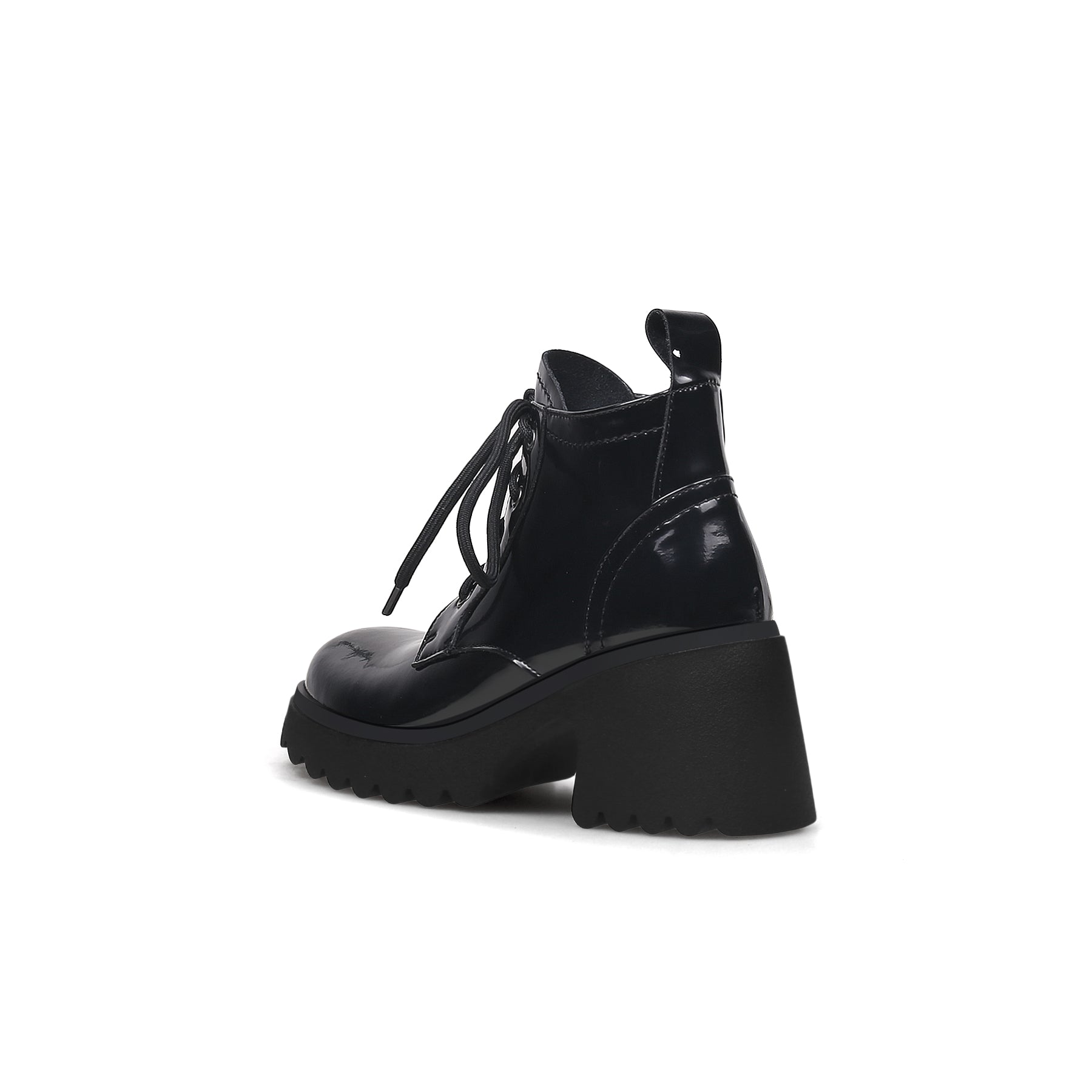 JADY ROSE | PAINT LEATHER LUG SOLE SNEAKER  BLACK