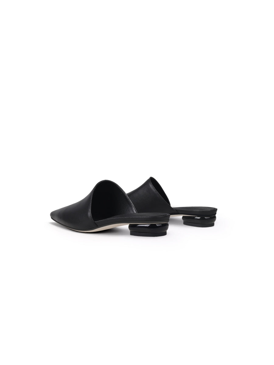 JadyRose | Sharp Toe Classic Leather Mule - Black