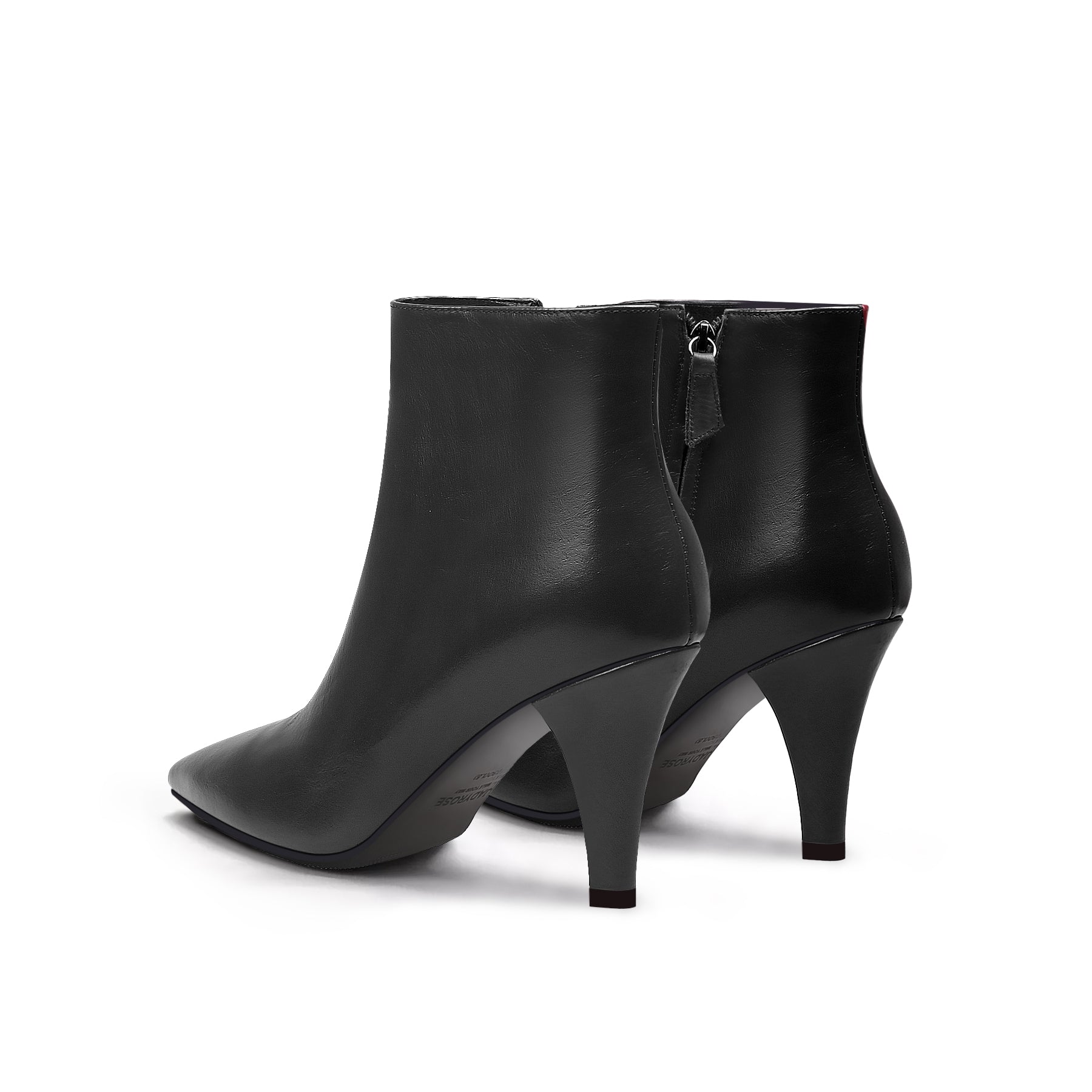 JADY ROSE | SIMPLE LEATHER STILETTO BOOTIE - BLACK