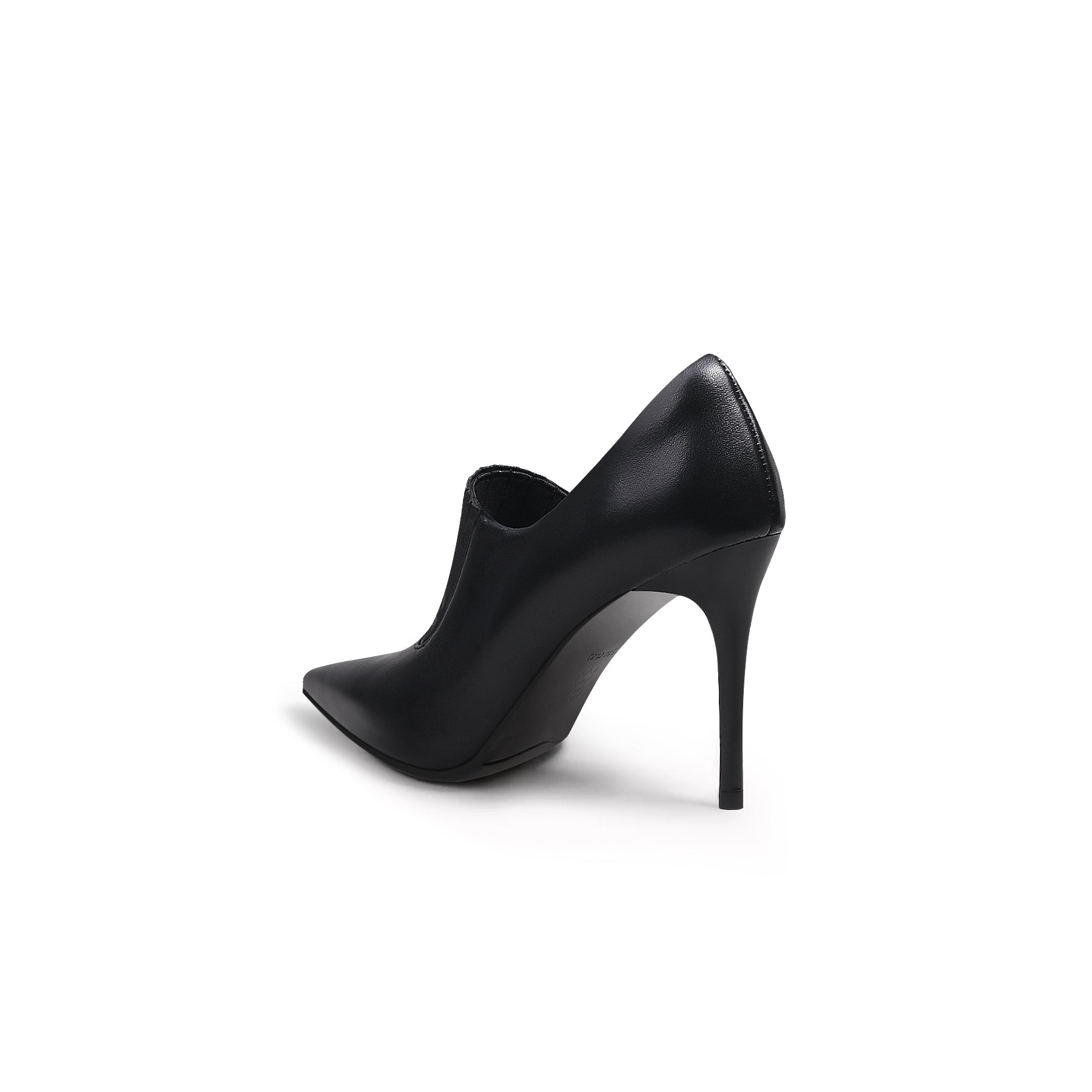 JADY ROSE | LEATHER STILETTO HEEL PUMP - BLACK