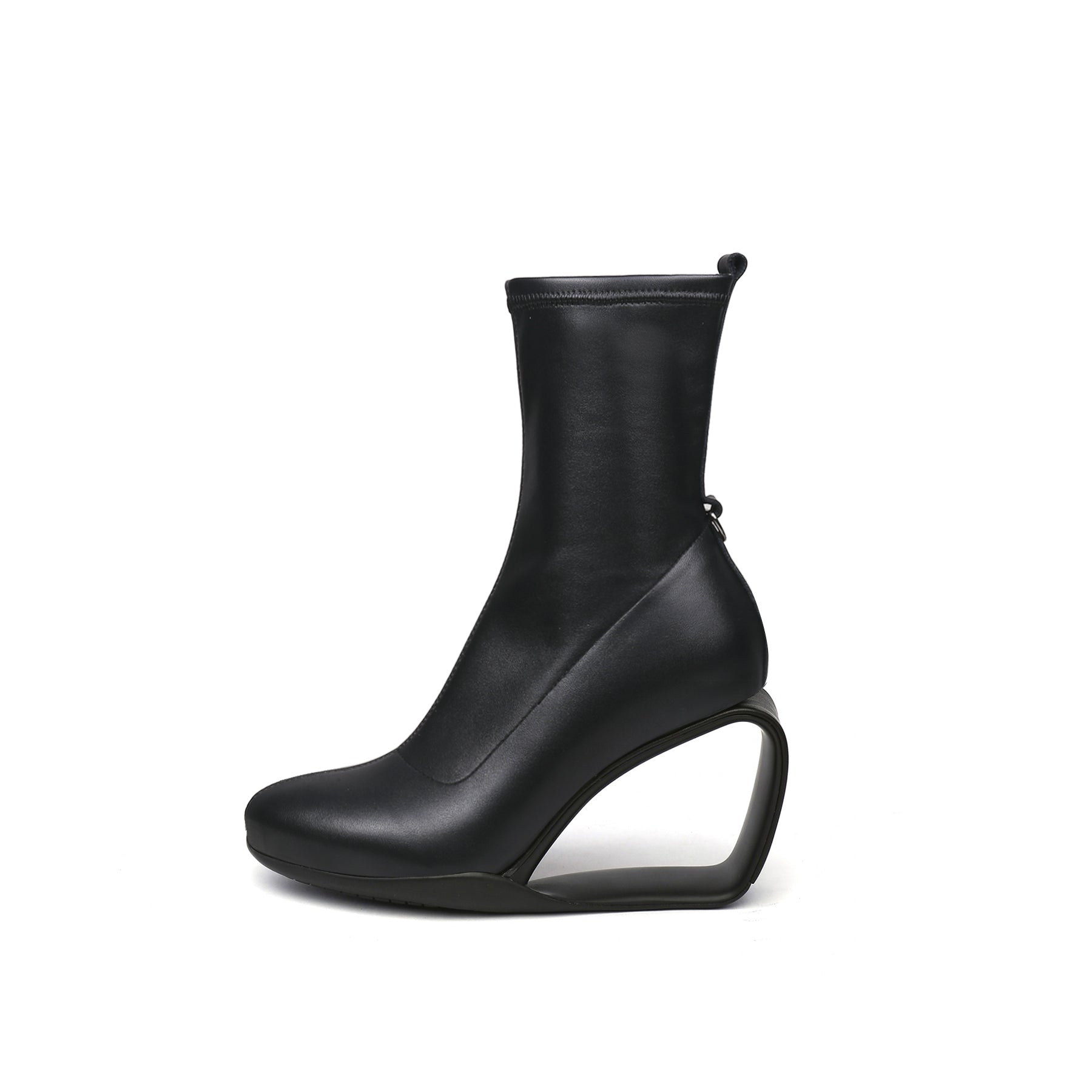 JADY ROSE | WEDGE HEEL LEATHER BOOTS BLACK