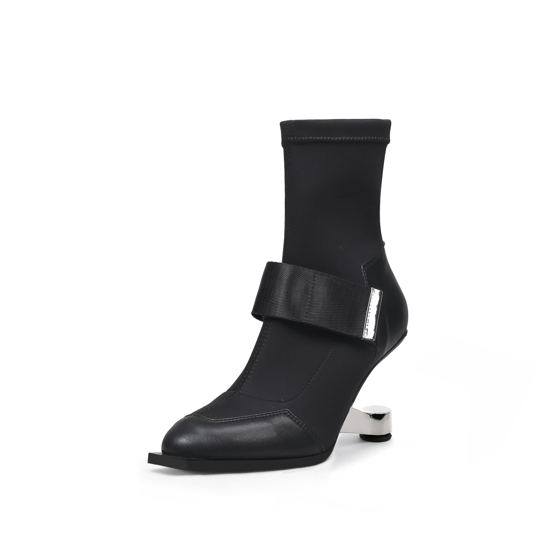 JADY ROSE | ELEVATOR HEEL STRETCH UPPER SOCK BOOT- BLACK