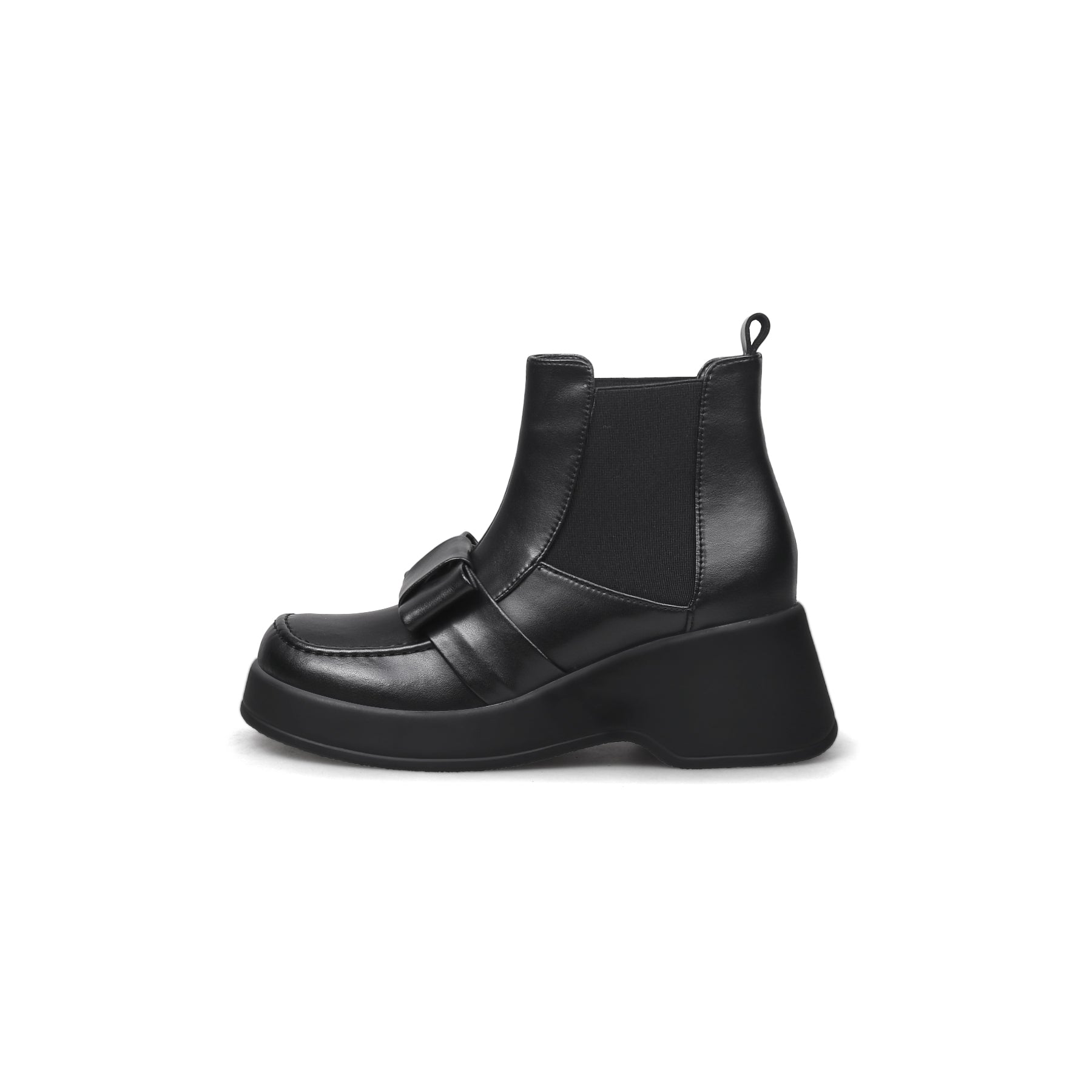 JADY ROSE | BLACK LEATHER TIE BOW CHELSEA BOOT