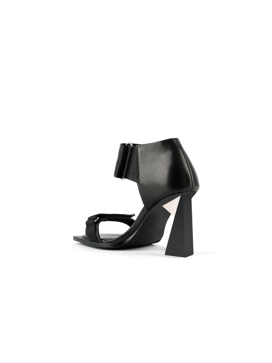 JadyRose | ALIDIA Black Leather Heel Sandal