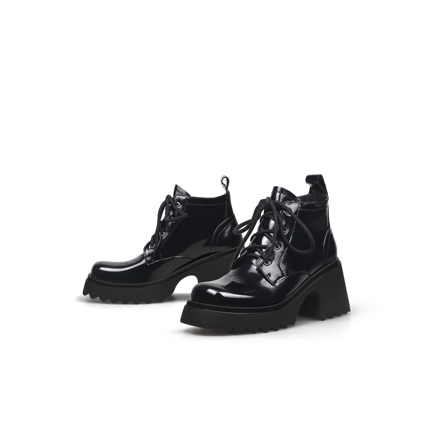 JADY ROSE | PAINT LEATHER LUG SOLE SNEAKER  BLACK