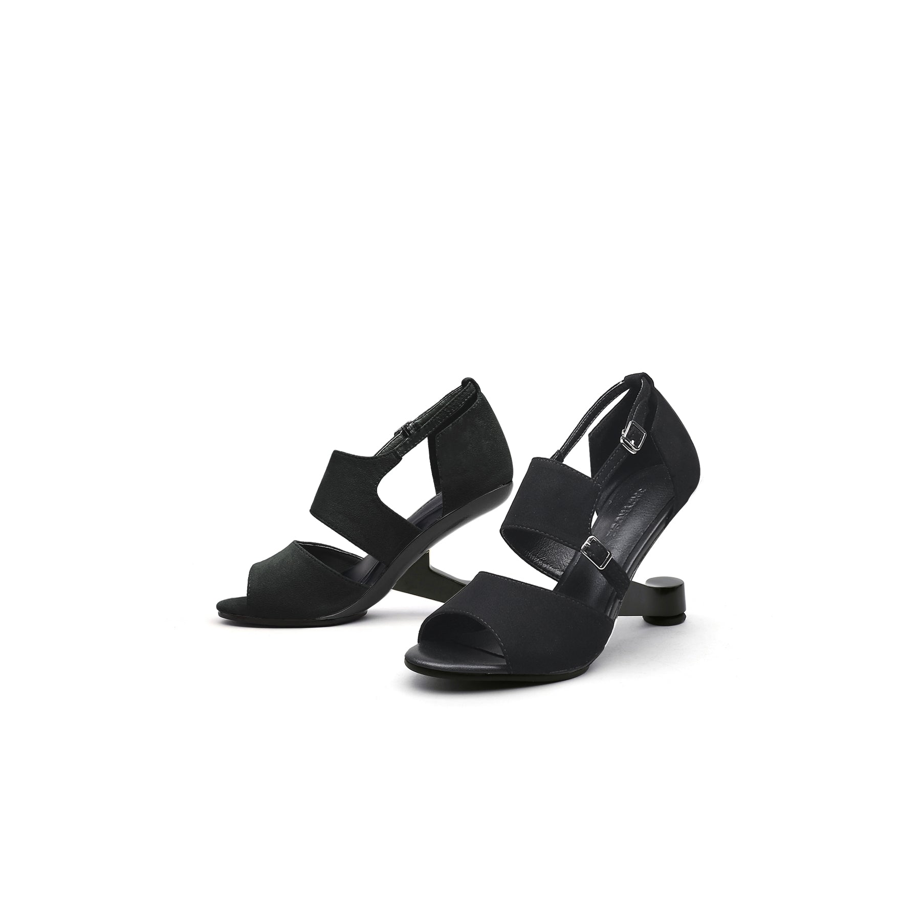 JADYROSE | ELEVATOR HEEL PEEP TOE SANDAL BLACK