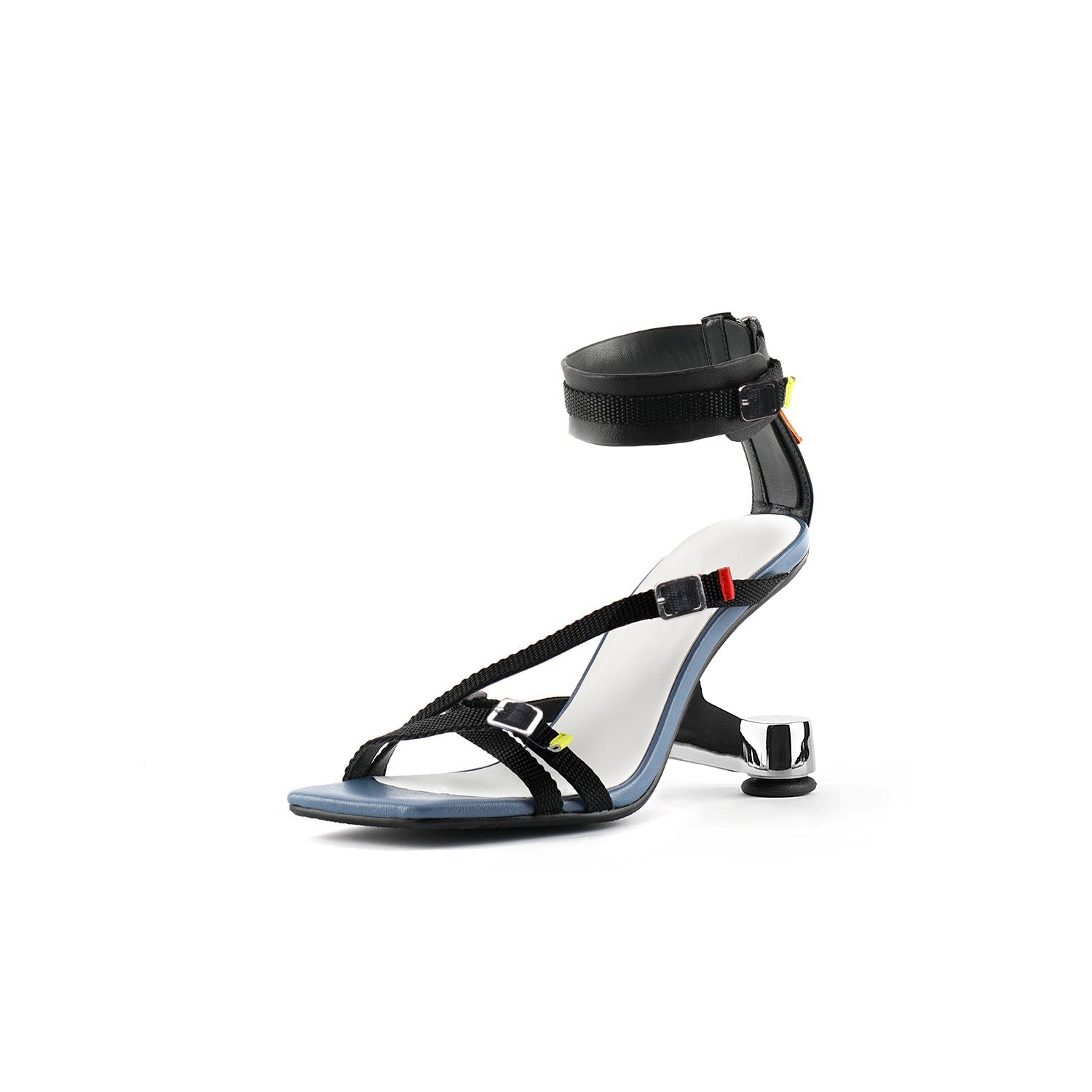 JADYROSE | ANKLE STRAP ELEVATOR HEEL SANDAL BLACK