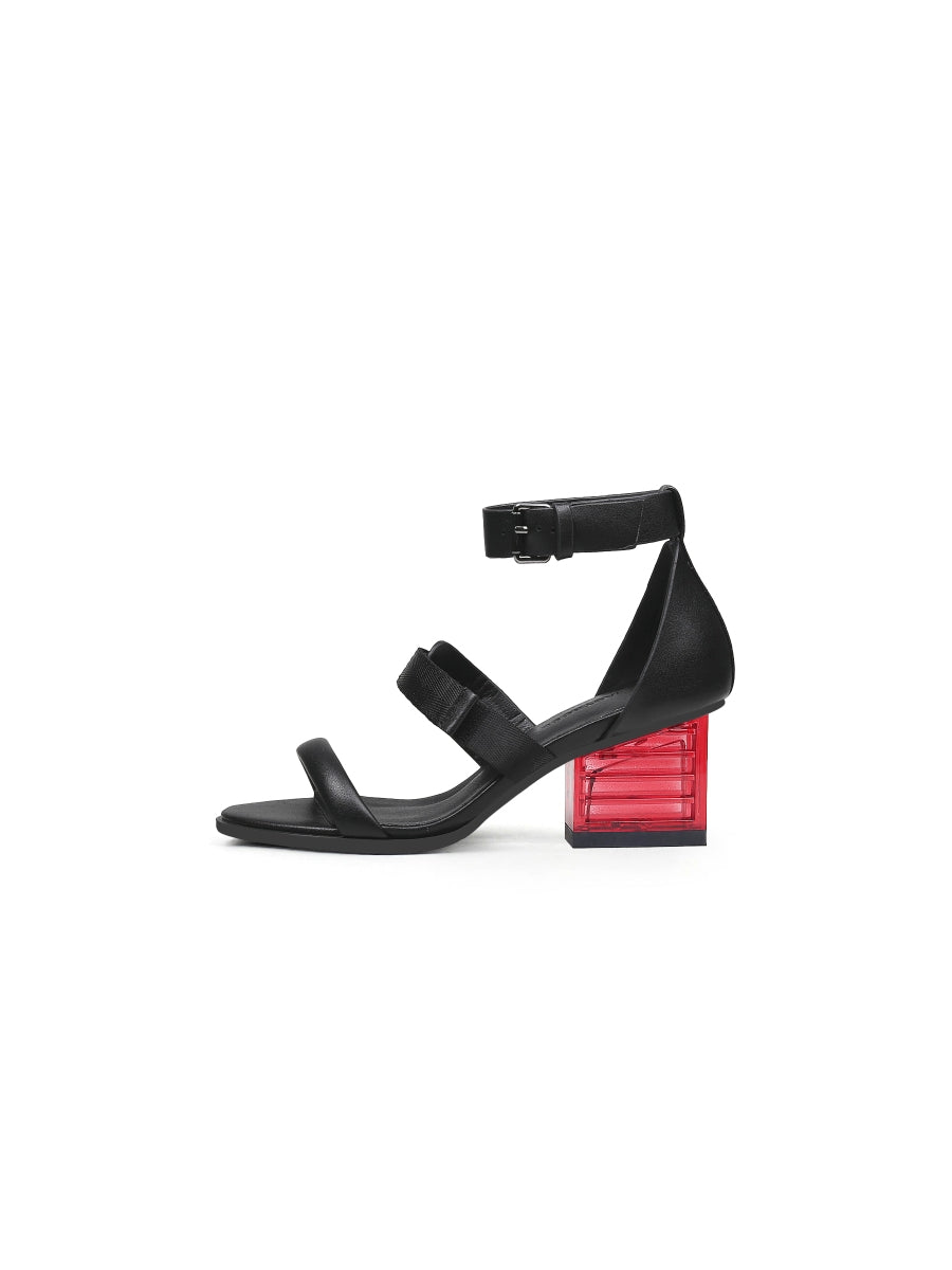 JADYROSE | BLACK ANKLE STRAP NEON SIGN HEEL