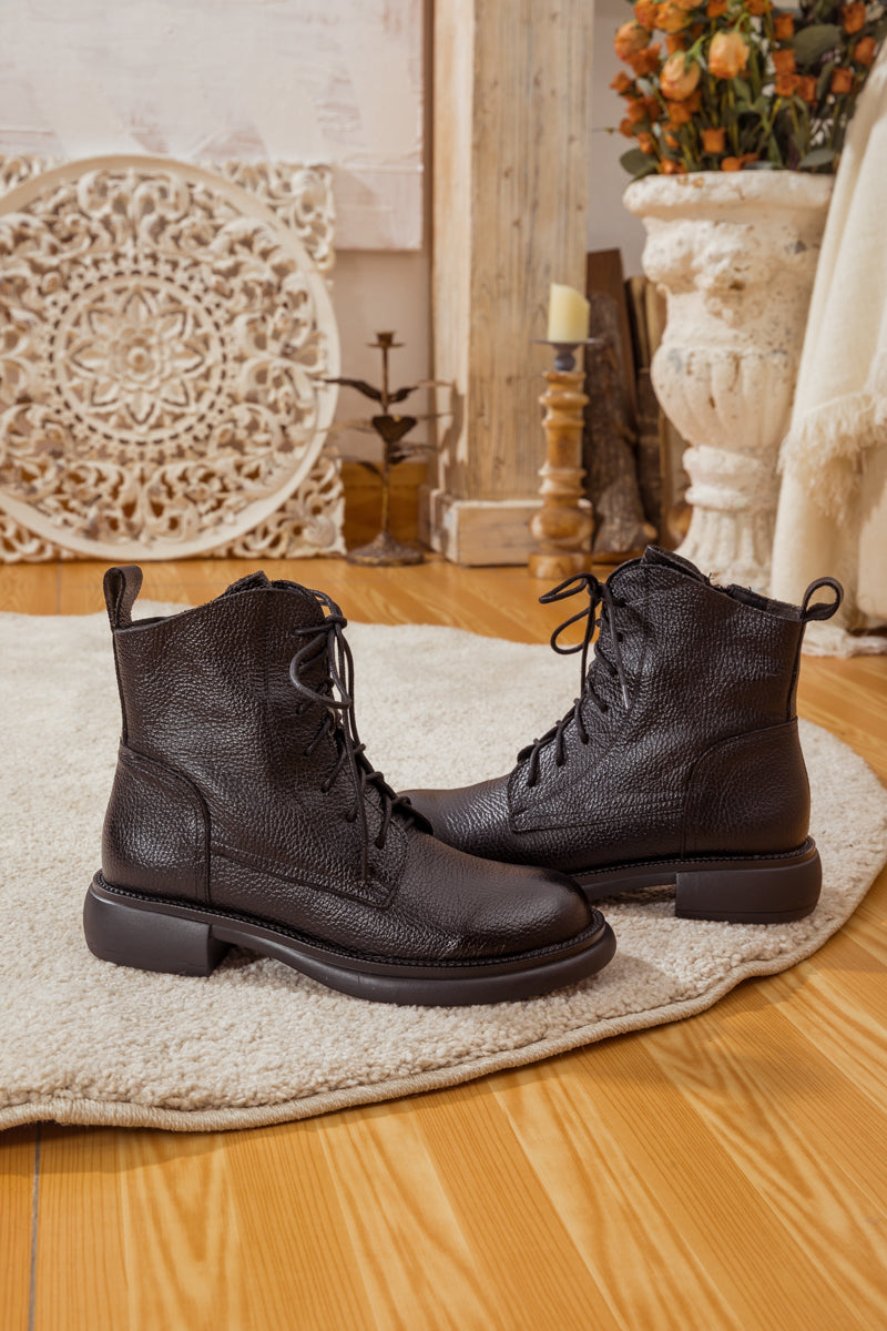 Rumour Has It | Easton Leather Combat Boots - Black