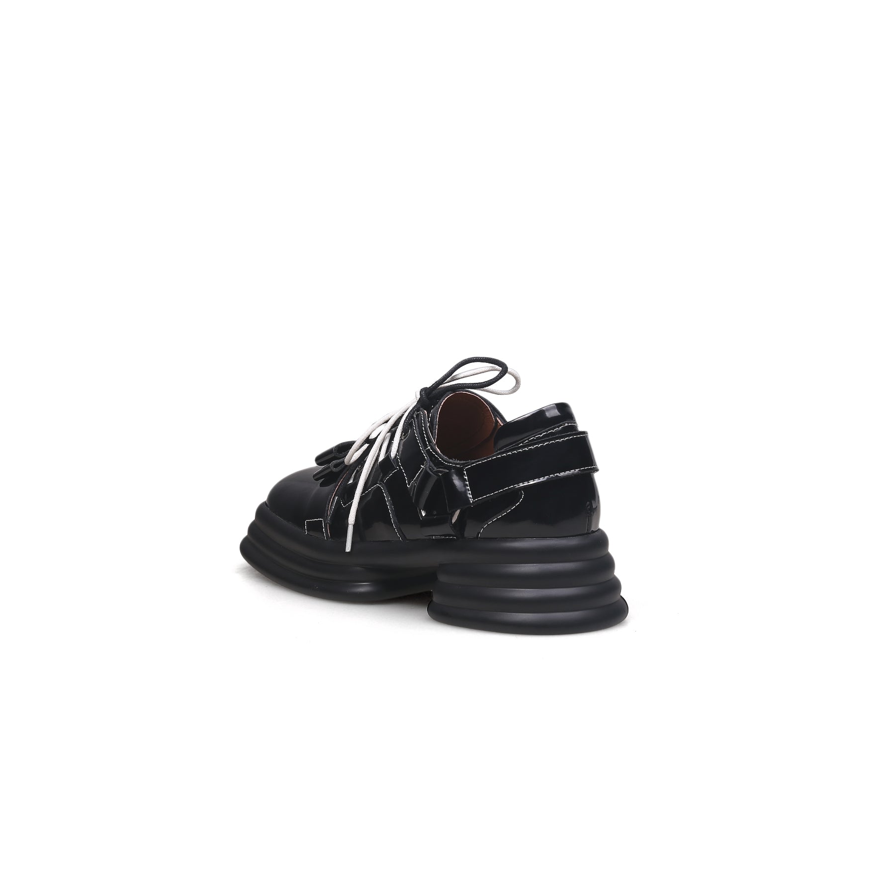 JADYROSE | GLOSSY LEATHER BOW UPPER SNEAKER BLACK