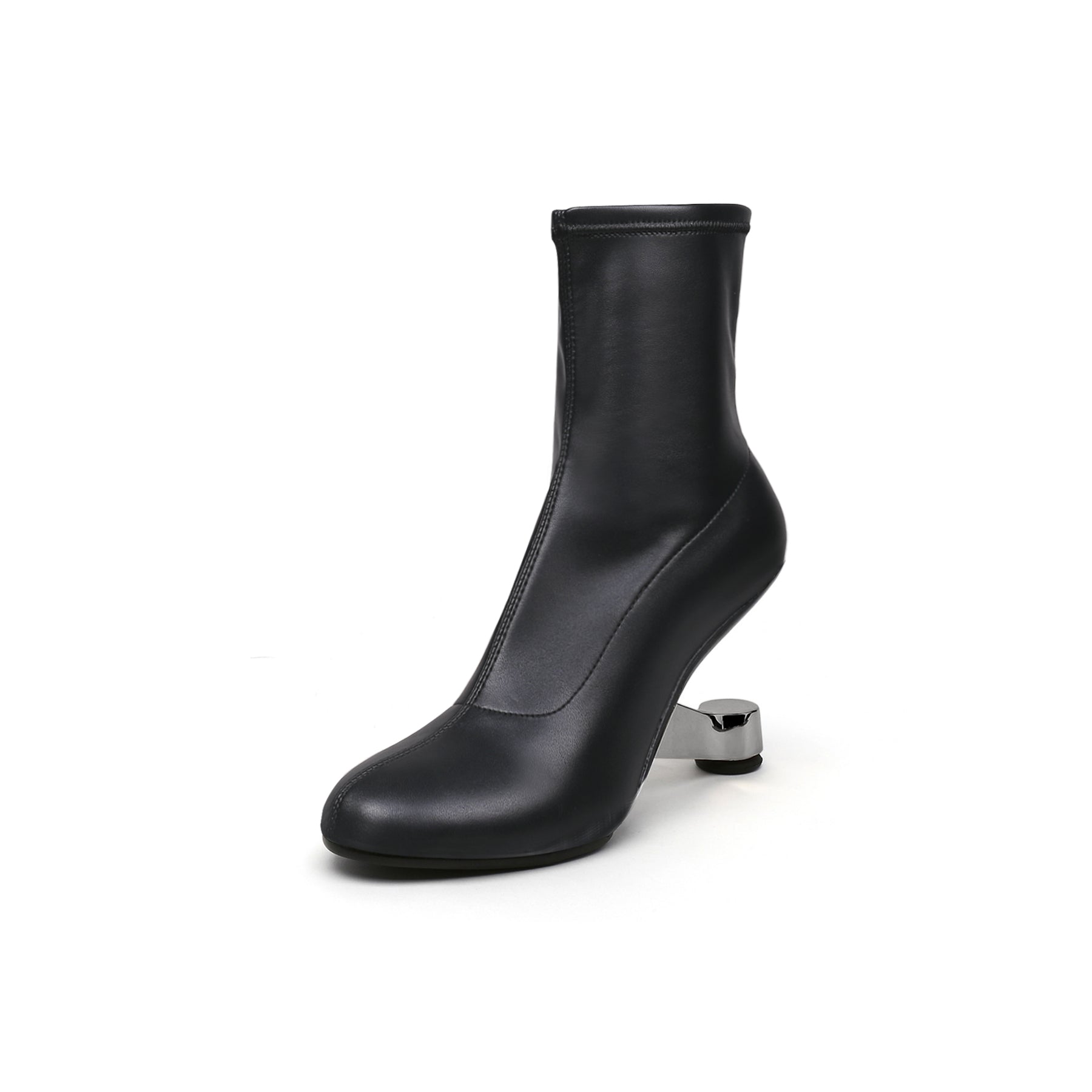 JADY ROSE | ELEVATOR HEEL LEATHER BOOTS BLACK