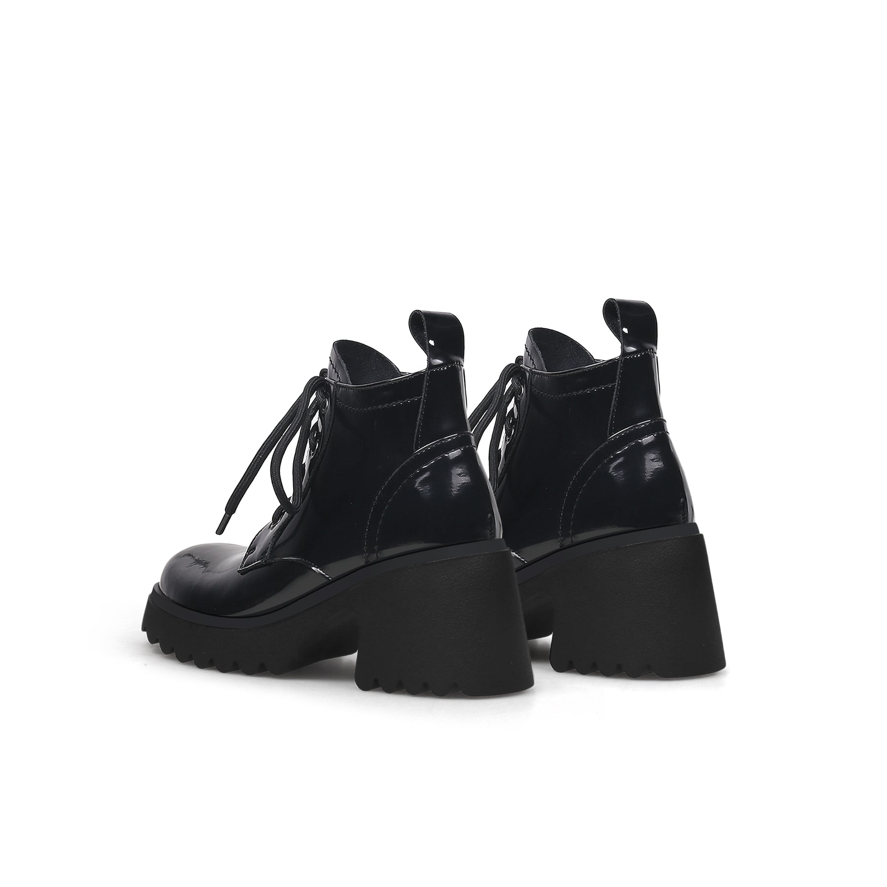 JADY ROSE | PAINT LEATHER LUG SOLE SNEAKER  BLACK