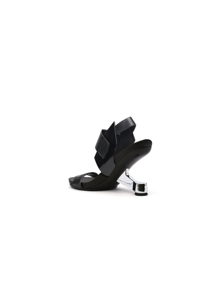 JADYROSE | TASH BLACK LEATHER ELEVATOR HEEL SANDAL