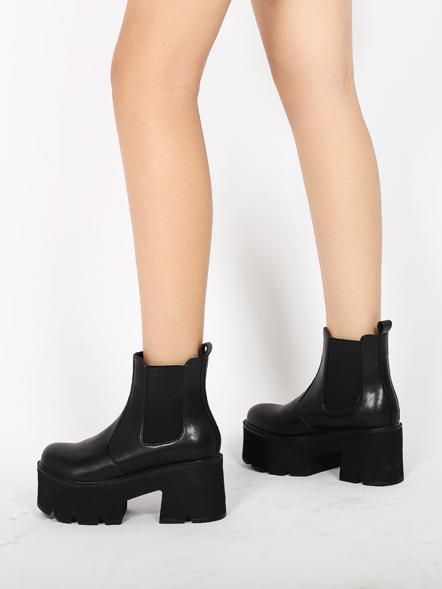 JadyRose | Chunky Heel Genuine Leather Chelsea Boots