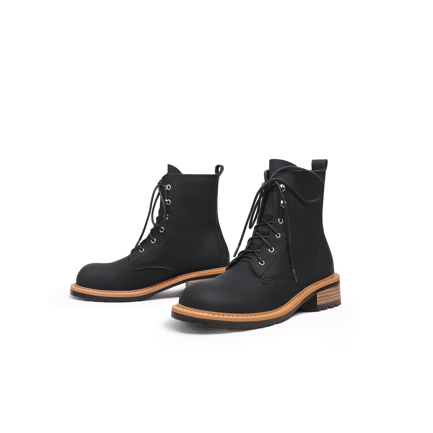 JADY ROSE | CLASSIC LEATHER COMBAT BOOTS - BLACK