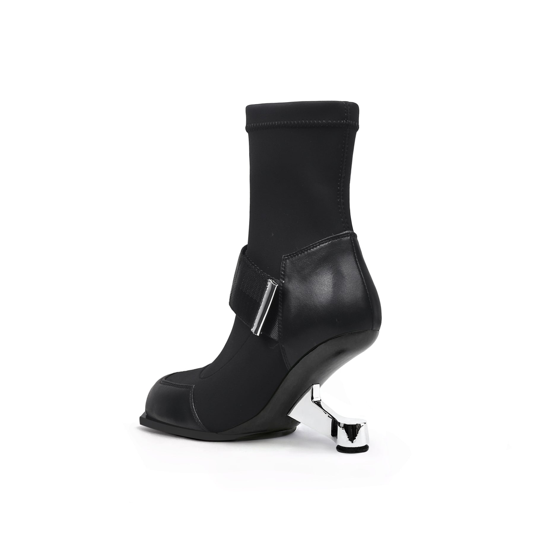 JADY ROSE | ELEVATOR HEEL STRETCH UPPER SOCK BOOT- BLACK