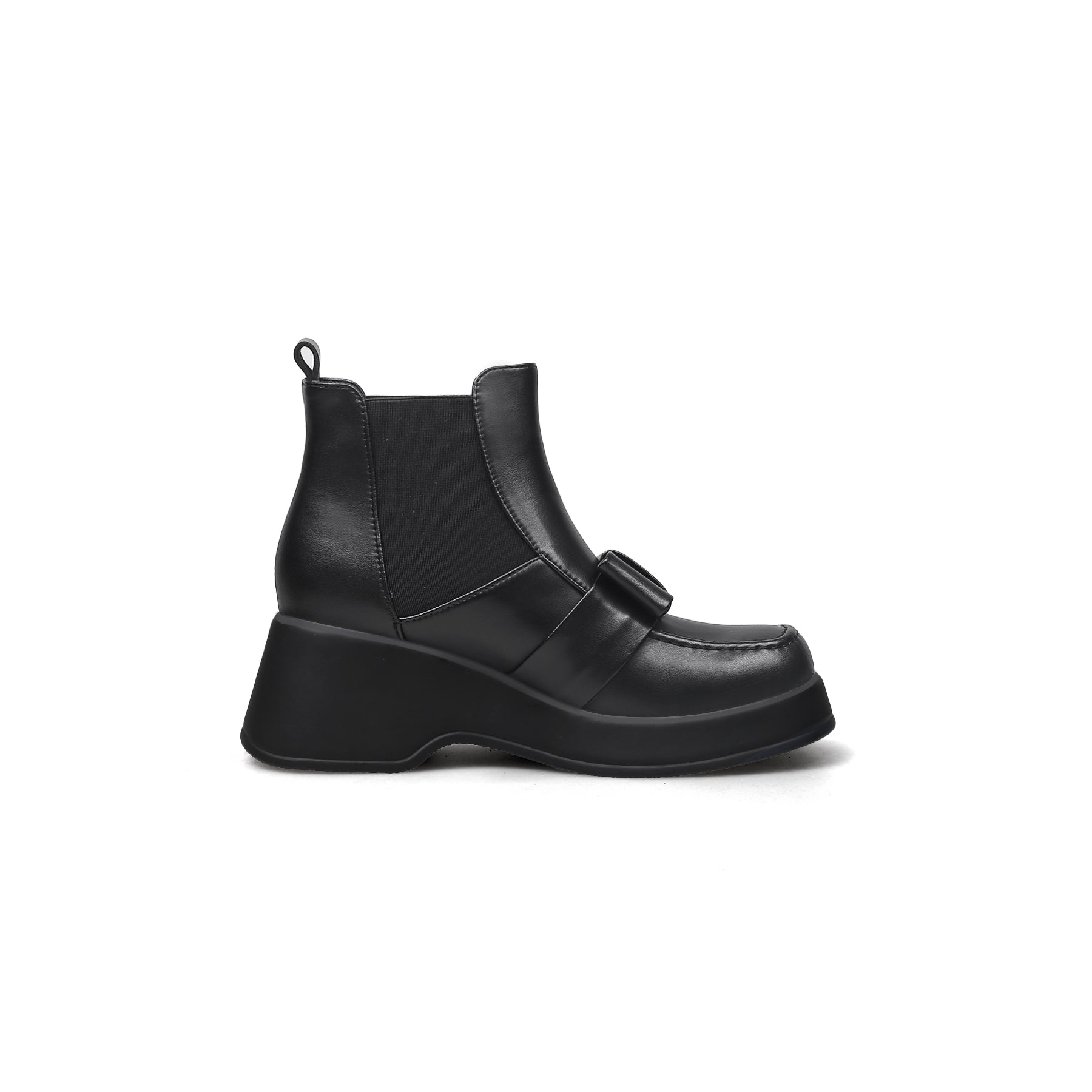 JADY ROSE | BLACK LEATHER TIE BOW CHELSEA BOOT