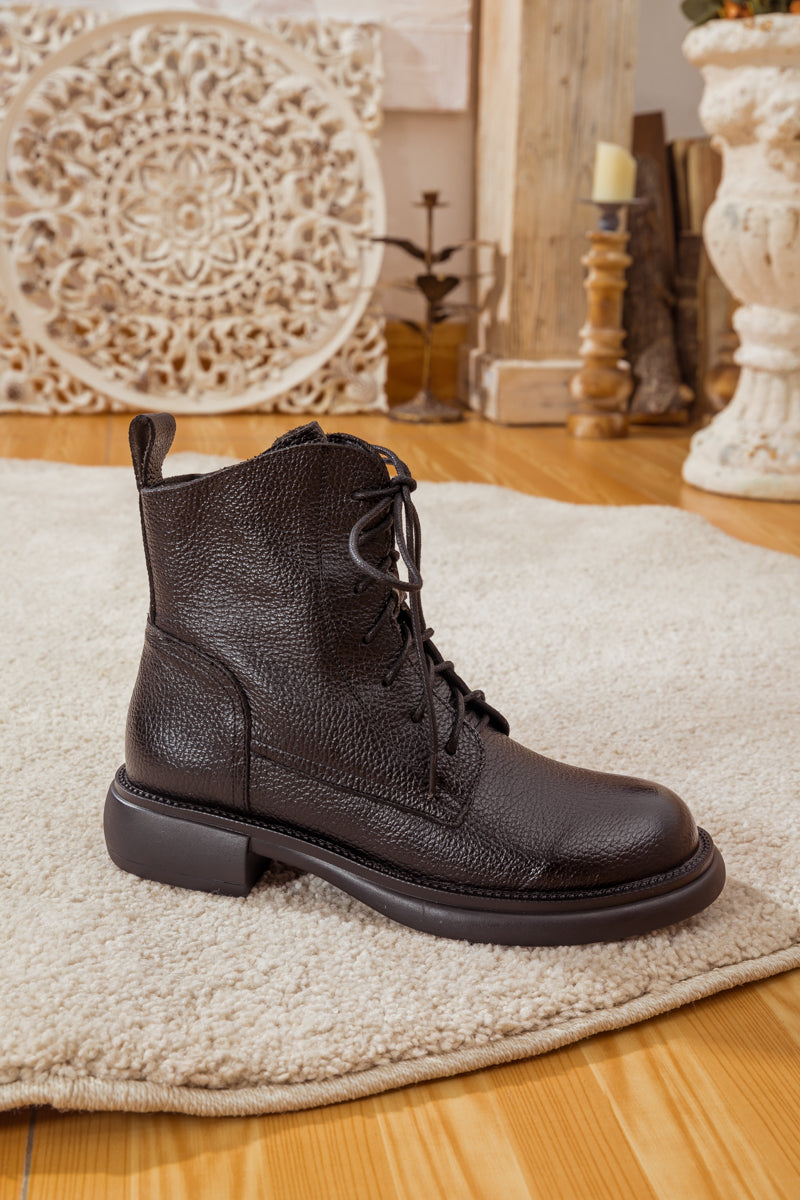 Rumour Has It | Easton Leather Combat Boots - Black