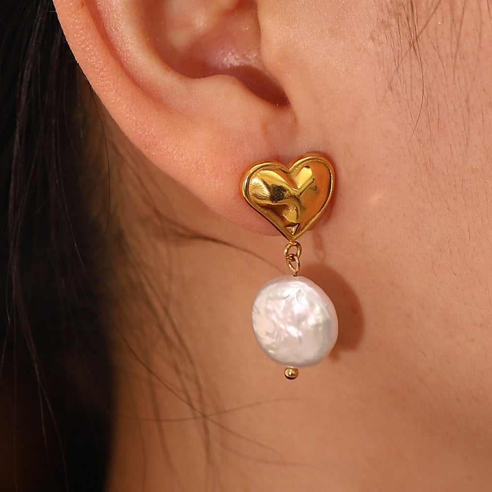 Blanche Heart Freshwater Pearl Earrings