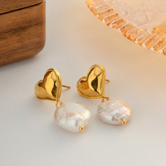 Blanche Heart Freshwater Pearl Earrings