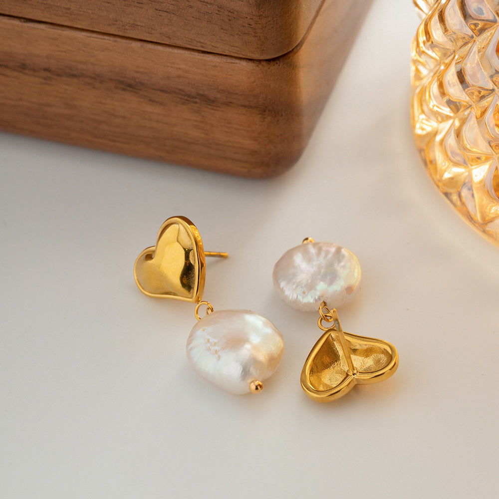 Blanche Heart Freshwater Pearl Earrings