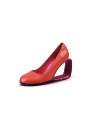 JadyRose | Open Triangle-Heel Leather Pump - Orange