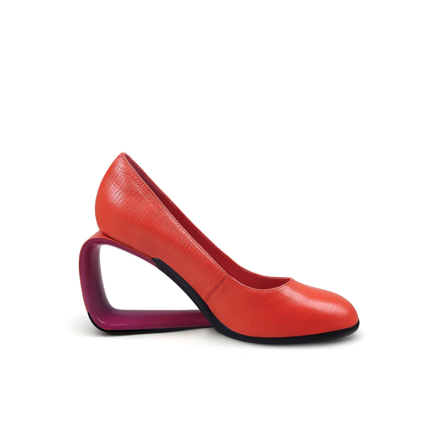 JadyRose | Open Triangle-Heel Leather Pump - Orange